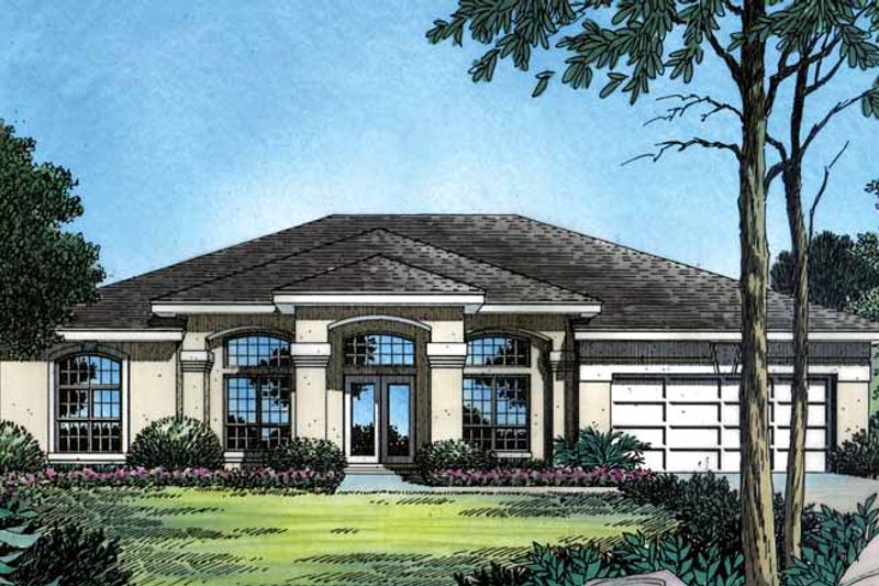 Home Plan - Mediterranean Exterior - Front Elevation Plan #417-486