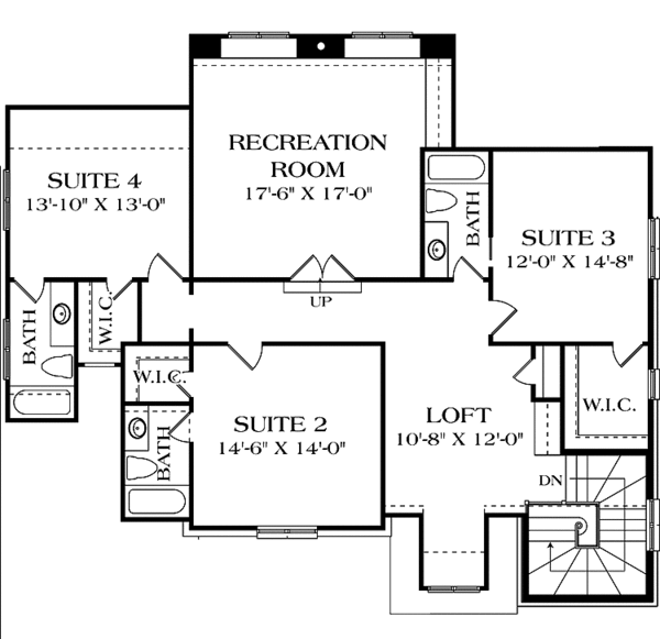 Architectural House Design - European Floor Plan - Upper Floor Plan #453-571