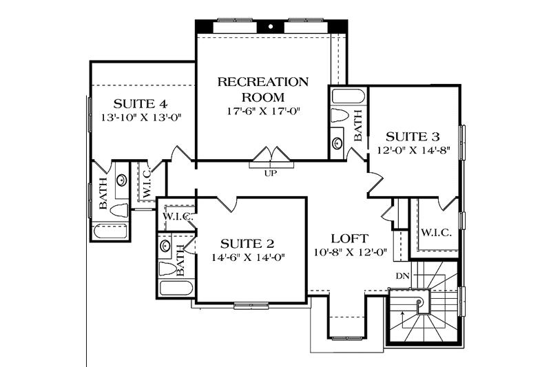 Architectural House Design - Floor Plan - Upper Floor for European House Plan #453-571 - 4 bed, 4.5 bath