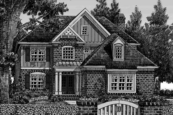 Exterior - Front Elevation 3 for European House Plan #927-404 - 4 bed, 2.5 bath