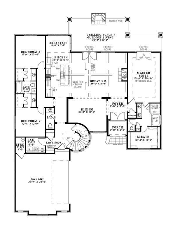 Home Plan - European Floor Plan - Main Floor Plan #17-3366