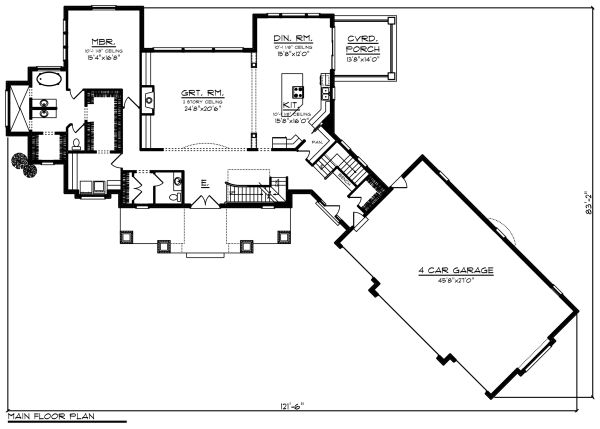 Craftsman Floor Plan - Main Floor Plan #70-1288