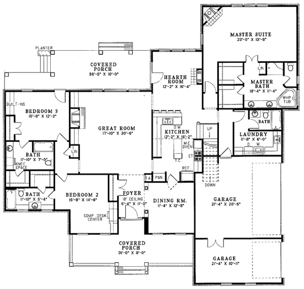 Dream House Plan - Country Floor Plan - Main Floor Plan #17-3145