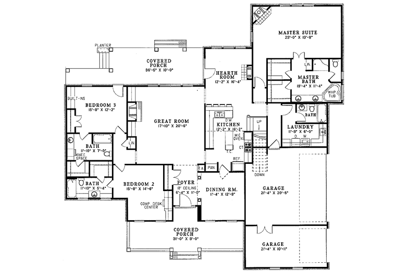 Home Plan - Floor Plan - Main Floor for Country House Plan #17-3145 - 5 bed, 5 bath