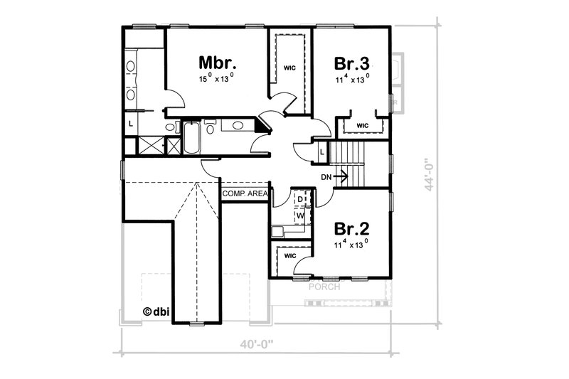 Dream House Plan - Floor Plan - Upper Floor for Craftsman House Plan #20-1775 - 3 bed, 3 bath