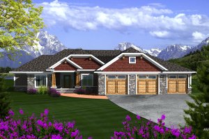 Ranch Exterior - Front Elevation Plan #70-1118