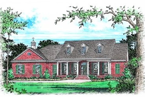 Exterior - Front Elevation for Southern House Plan #15-252 - 3 bed, 2.5 bath