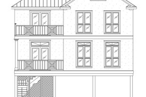 Exterior - Front Elevation 3 for Beach House Plan #37-151 - 3 bed, 2.5 bath