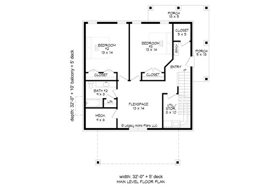 Floor Plan - Main Floor for Modern House Plan #932-954 - 3 bed, 2.5 bath