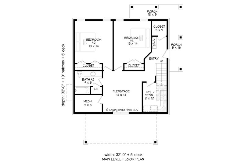 Home Plan - Floor Plan - Main Floor for Modern House Plan #932-954 - 3 bed, 2.5 bath