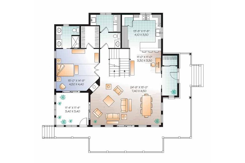 House Plan Design - Floor Plan - Main Floor for European House Plan #23-2484 - 3 bed, 2.5 bath