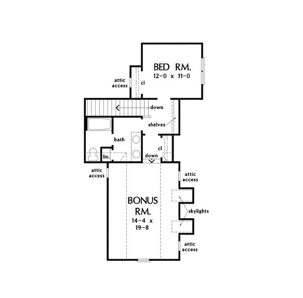 House Blueprint - Cottage Floor Plan - Upper Floor Plan #929-1126