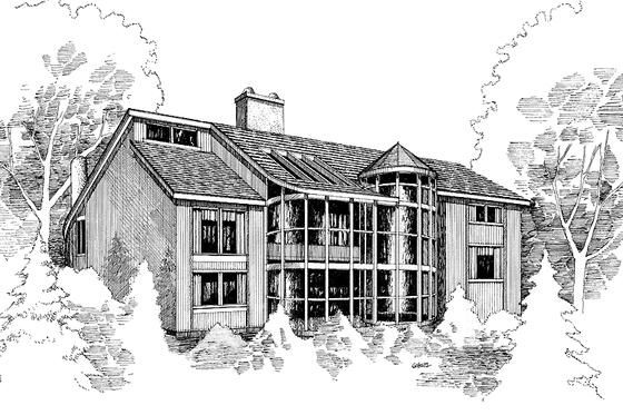 Exterior - Front Elevation 3 for European House Plan #60-961 - 5 bed, 9 bath