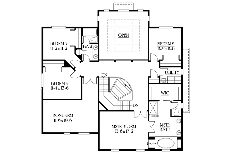 Architectural House Design - Floor Plan - Upper Floor for Country House Plan #132-437 - 4 bed, 3 bath