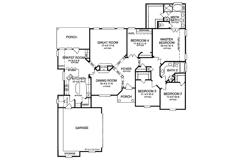 Architectural House Design - Floor Plan - Main Floor for Contemporary House Plan #952-128 - 4 bed, 2 bath