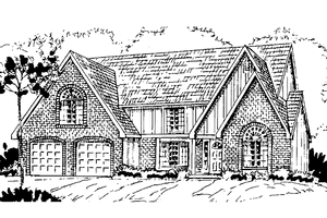 Tudor Exterior - Front Elevation Plan #405-318