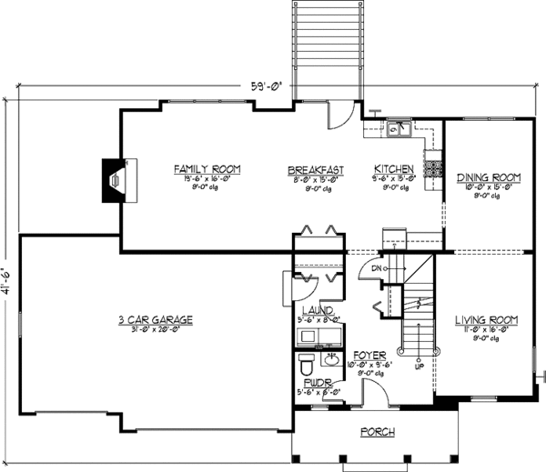 House Design - Country Floor Plan - Main Floor Plan #978-27