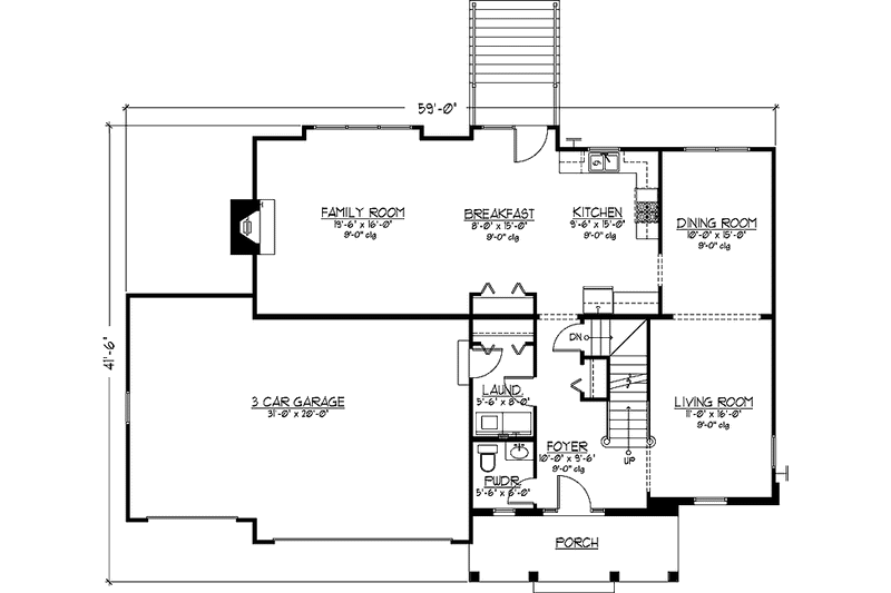 Home Plan - Floor Plan - Main Floor for Country House Plan #978-27 - 4 bed, 2.5 bath