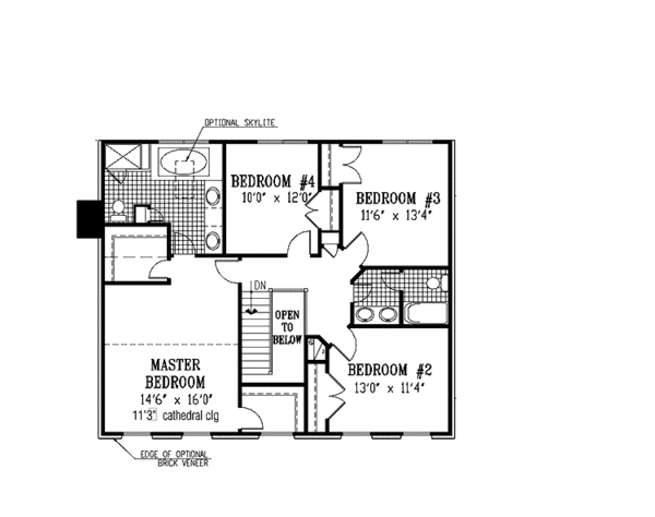 House Design - Classical Floor Plan - Upper Floor Plan #953-6