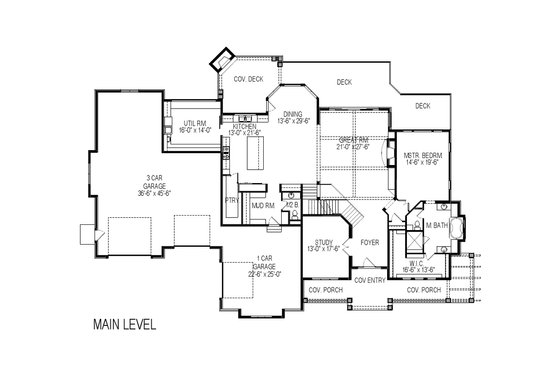 Floor Plan - Main Floor for Craftsman House Plan #920-59 - 6 bed, 5 bath