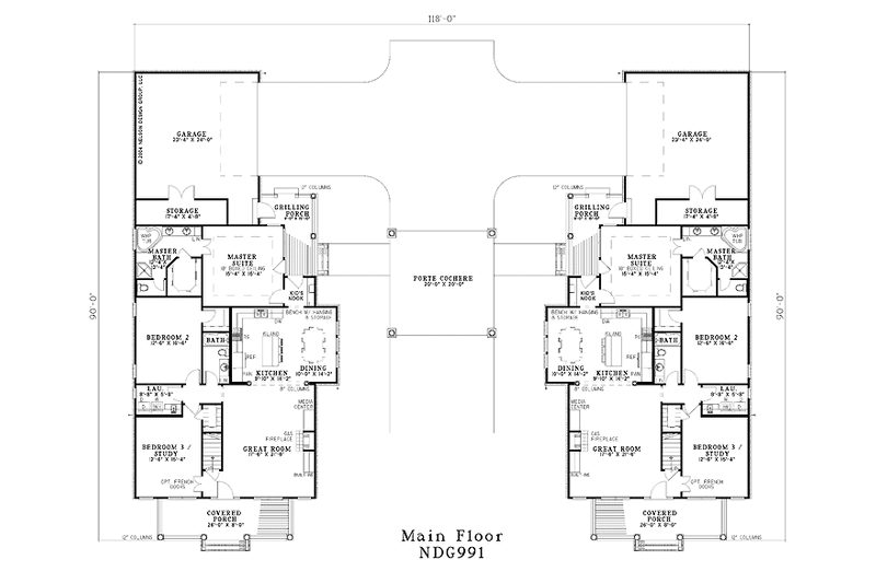 Home Plan - Floor Plan - Main Floor for Country House Plan #17-2824 - 6 bed, 4 bath