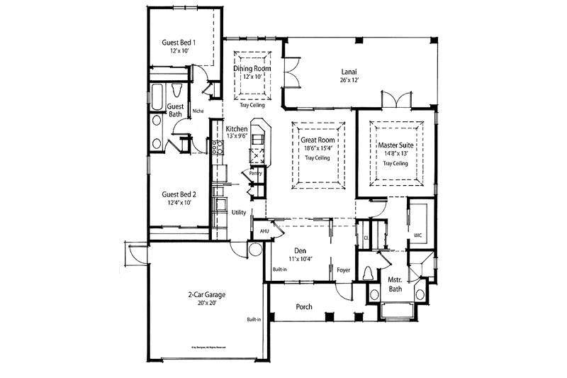 Home Plan - Floor Plan - Main Floor for Country House Plan #938-34 - 3 bed, 2 bath