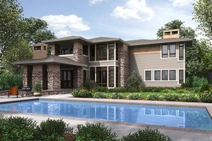 Exterior - Rear Elevation for Prairie House Plan #132-566 - 3 bed, 3.5 bath