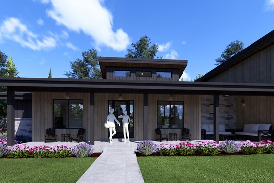 Exterior - Covered Porch for Modern House Plan #1069-45 - 3 bed, 2.5 bath