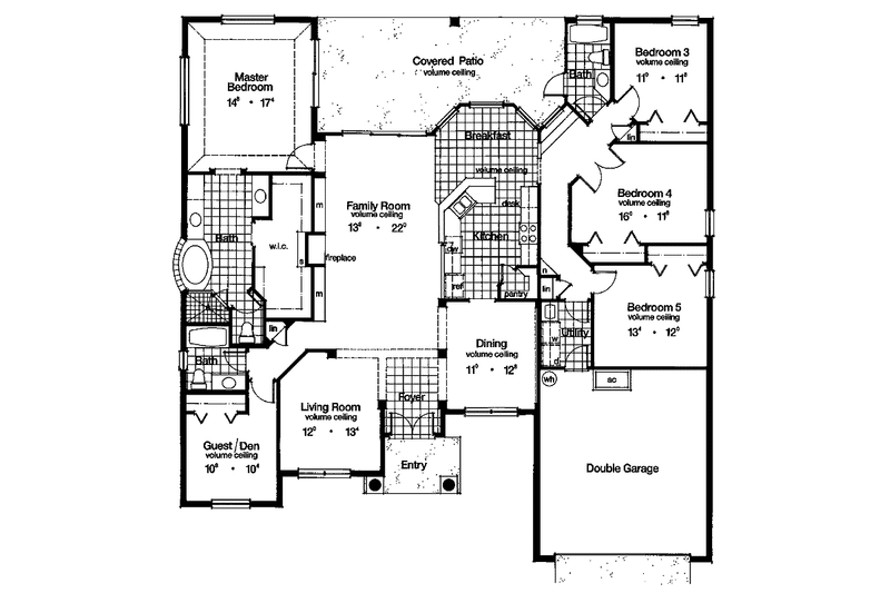 House Blueprint - Floor Plan - Main Floor for Mediterranean House Plan #417-574 - 5 bed, 3 bath