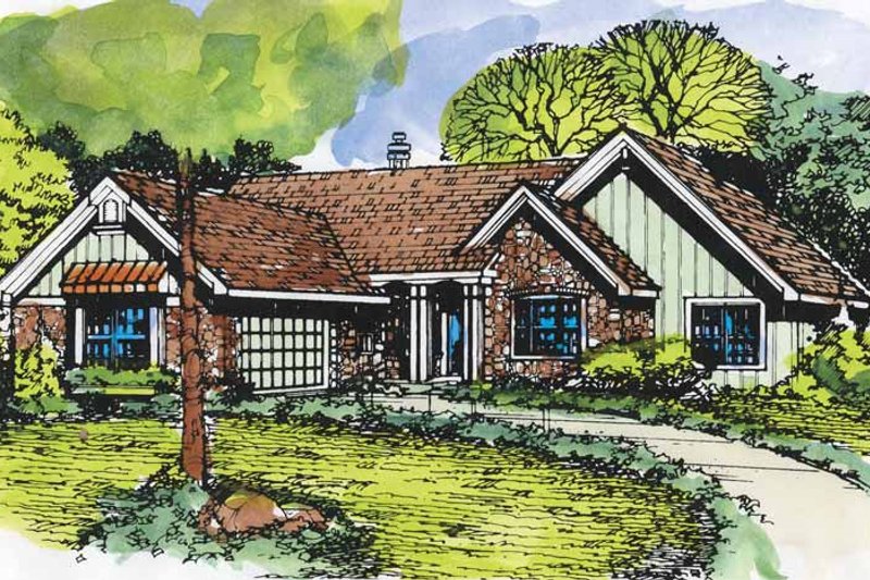 Architectural House Design - Ranch Exterior - Front Elevation Plan #320-950