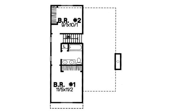 Floor Plan - Upper Floor for Traditional House Plan #50-211 - 2 bed, 1.5 bath