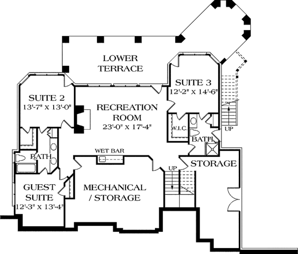 House Design - Craftsman Floor Plan - Lower Floor Plan #453-230