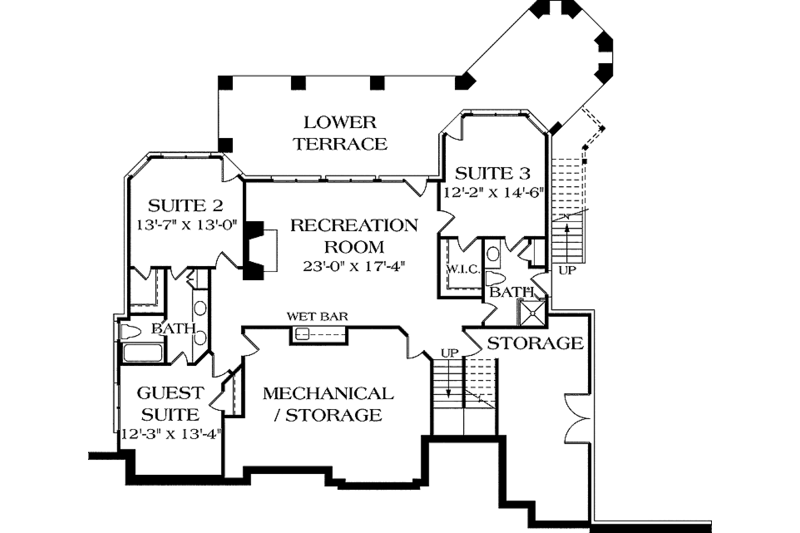 Dream House Plan - Floor Plan - Lower Floor for Craftsman House Plan #453-230 - 4 bed, 3.5 bath