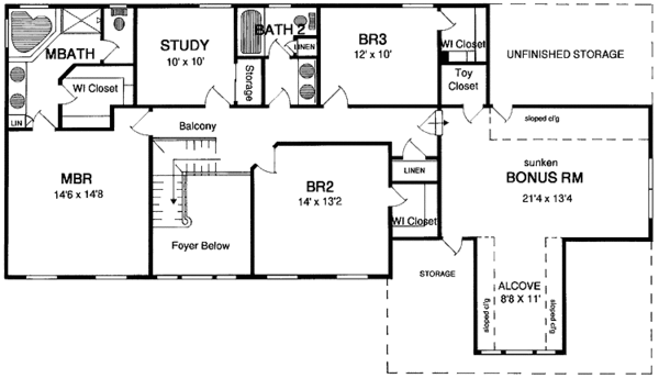 Dream House Plan - Classical Floor Plan - Upper Floor Plan #316-190