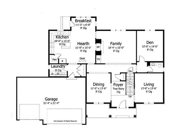 House Plan Design - Country Floor Plan - Main Floor Plan #51-1031