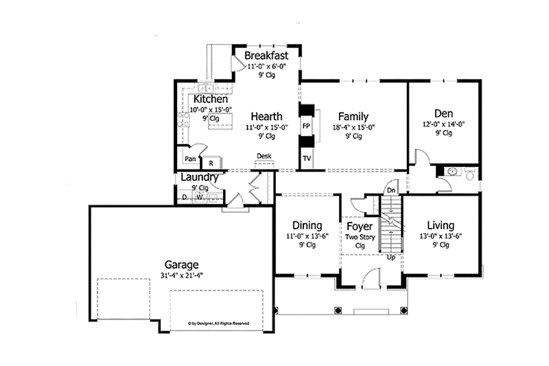 Dream House Plan - Floor Plan - Main Floor for Country House Plan #51-1031 - 4 bed, 3.5 bath