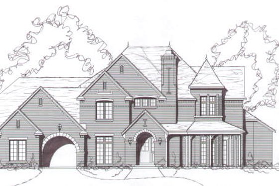 Exterior - Front Elevation for European House Plan #141-249 - 5 bed, 4.5 bath