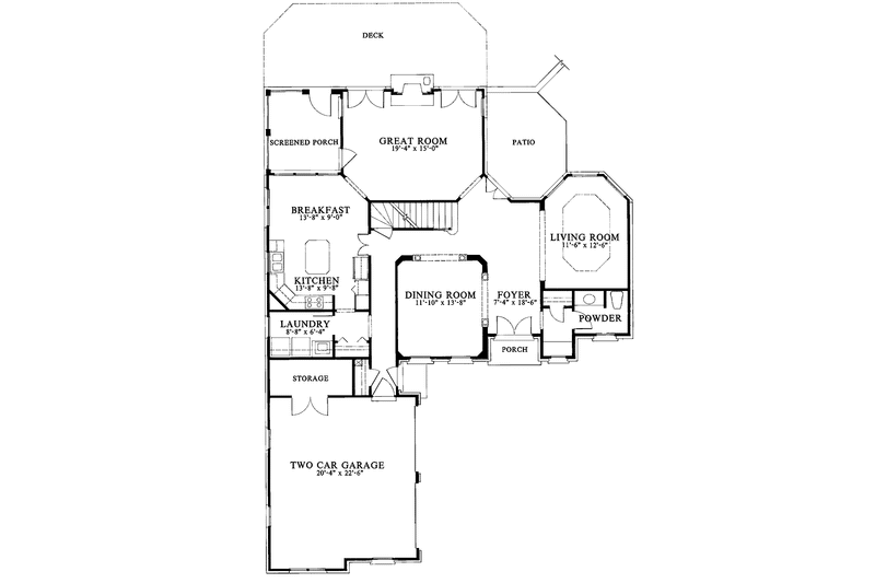 House Blueprint - Floor Plan - Main Floor for Tudor House Plan #429-229 - 3 bed, 2.5 bath