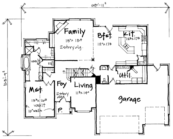 Floor Plan - Main Floor for European House Plan #308-186 - 4 bed, 3.5 bath