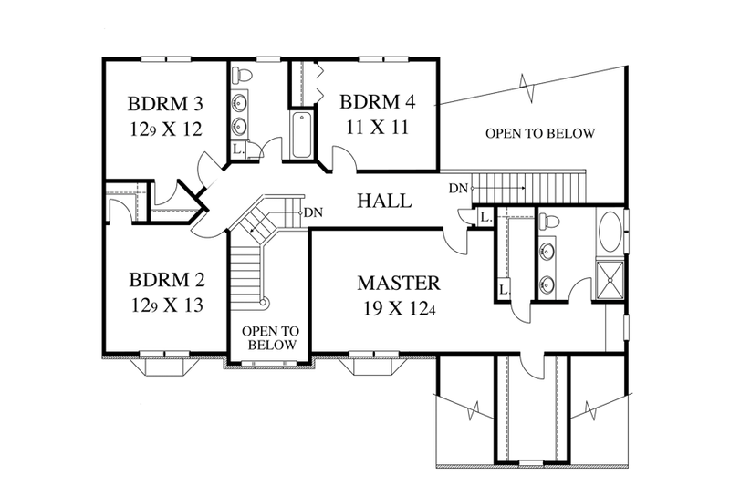 Home Plan - Floor Plan - Upper Floor for Colonial House Plan #1053-49 - 4 bed, 2.5 bath