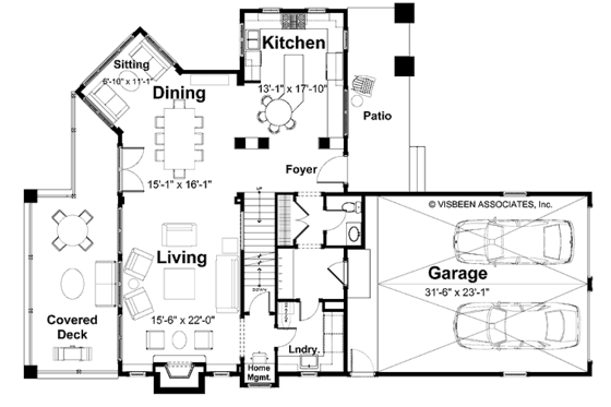 Floor Plan - Main Floor for Craftsman House Plan #928-75 - 3 bed, 2.5 bath