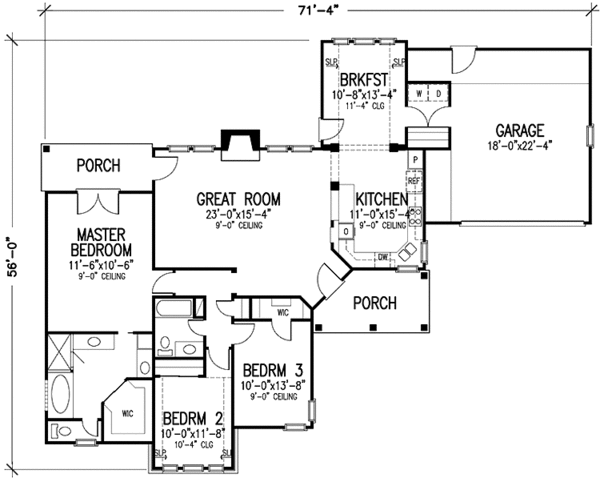 Dream House Plan - Country Floor Plan - Main Floor Plan #410-3584