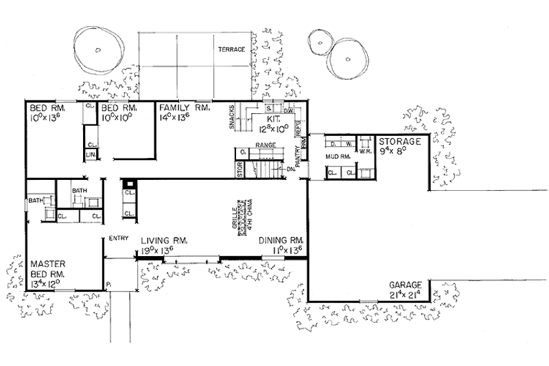 Dream House Plan - Floor Plan - Main Floor for Ranch House Plan #72-564 - 3 bed, 2.5 bath