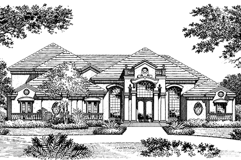 House Design - Mediterranean Exterior - Front Elevation Plan #417-538
