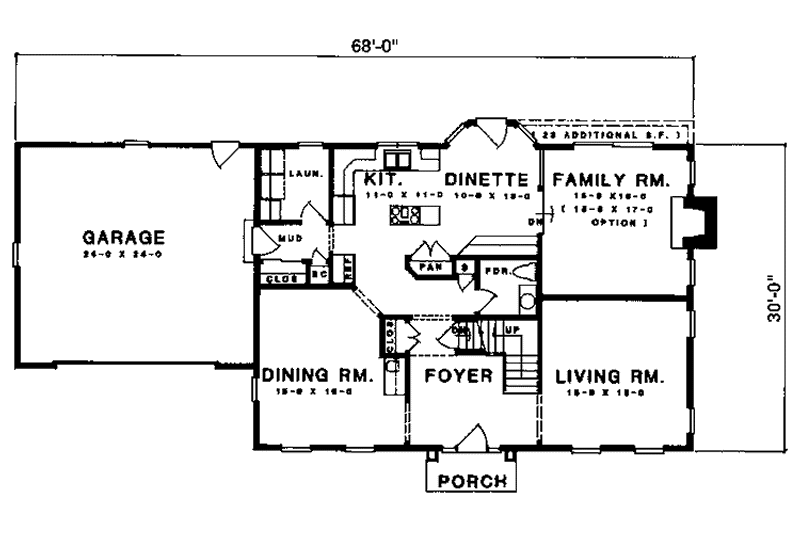 Dream House Plan - Floor Plan - Main Floor for Country House Plan #1001-116 - 4 bed, 2.5 bath