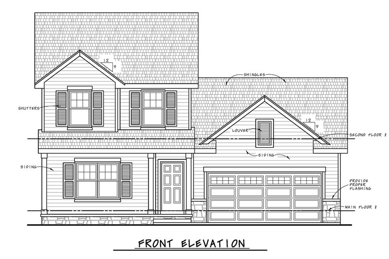 House Blueprint - Exterior - Front Elevation 4 for Traditional House Plan #20-2606 - 3 bed, 2.5 bath