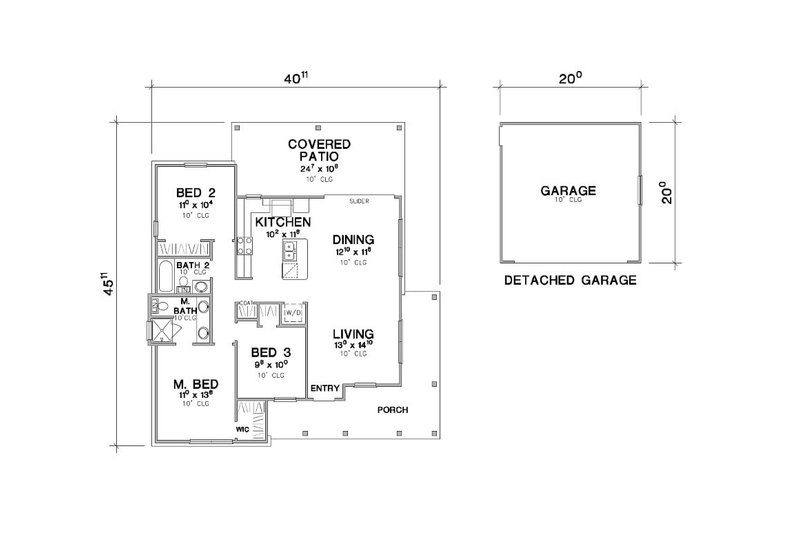House Blueprint - Floor Plan - Main Floor for Cottage House Plan #472-440 - 3 bed, 2 bath