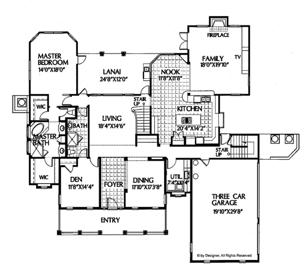 Home Plan - Country Floor Plan - Main Floor Plan #999-1