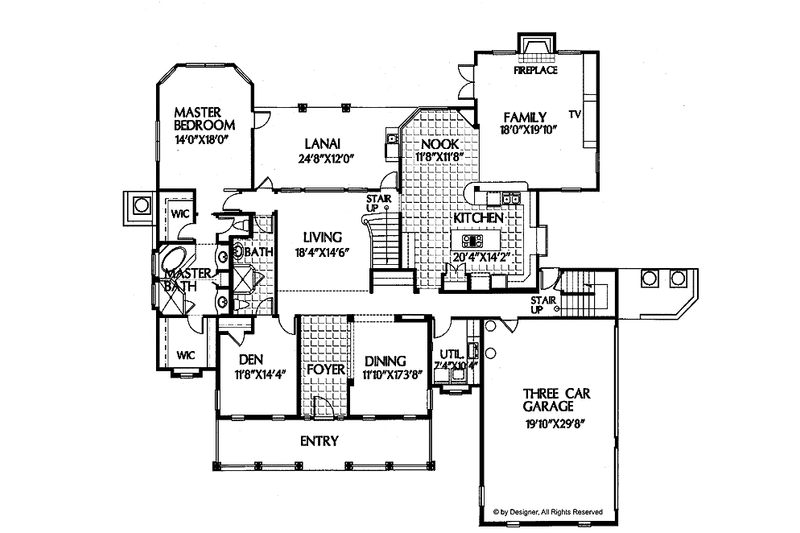 Home Plan - Floor Plan - Main Floor for Country House Plan #999-1 - 3 bed, 2.5 bath