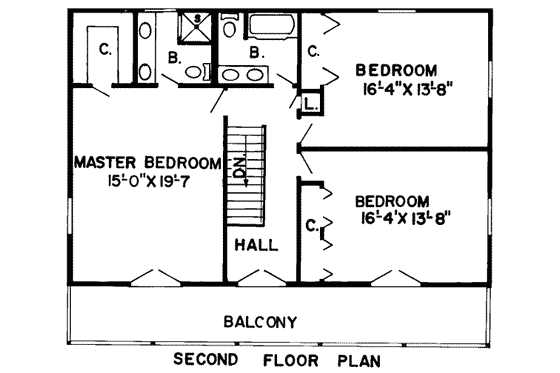 Floor Plan - Upper Floor for Mediterranean House Plan #312-173 - 3 bed, 2.5 bath